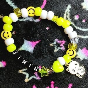 Handmade BTS Jimin kandi bracelet with panda charm
